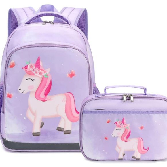 Accessories School Girls Backpack Lunch Box Set Unicorn Preschool